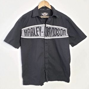 Harley Davidson Embroidered Logo Button Down Short M